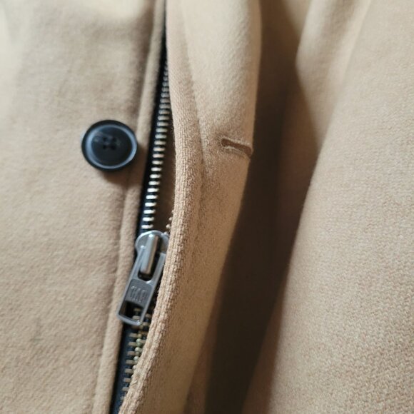 Gap Tan Beige Wool Blend Coat L Sherpa Lining - Picture 8 of 13